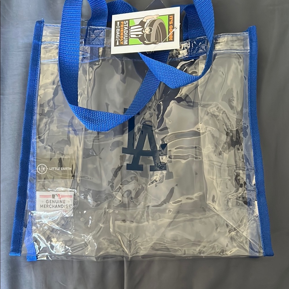 Little Earth Clear Tote Bag with Blue Handles